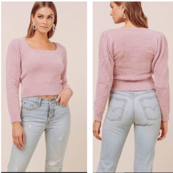 Astr Sweaters - ASTR The Label Fuzzy Crop Sweater Lilac Size L